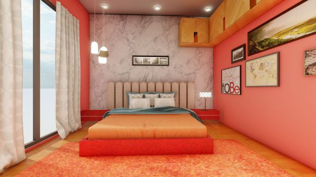 Modern Red Bedroom
