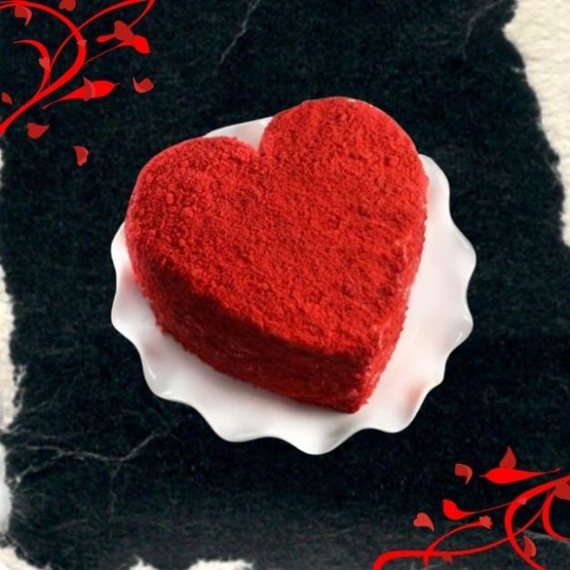 Yummy Red Velvet Heart Shape Cake