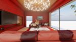 Contemporary Red Theme Living Room
