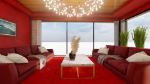 Contemporary Red Theme Living Room