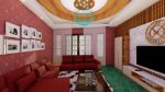 Red Theme Traditional Living Room