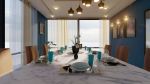 Contemporary Dining Room- Blue and White Theme