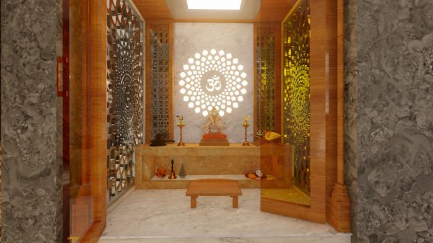 Modern Wooden Puja Room
