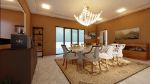Picture of Chandelier Dining Room-White and Brown Theme