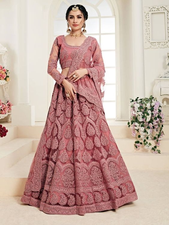 Hot Pink Silk Bridal Wedding Lehenga Choli With Khatli Work Heavy Embr –  Anaara ethnic